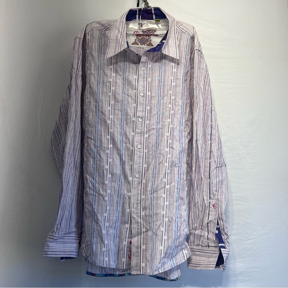 Robert Graham Shirt Mens 2XL Classic Fit Multicolor Geometric Flip Cuff Hippe